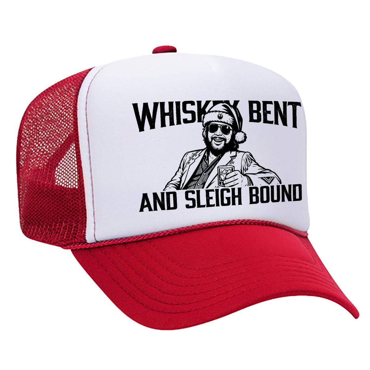 Whiskey Bent & Sleigh Bound Foam Trucker Hat - Red / White