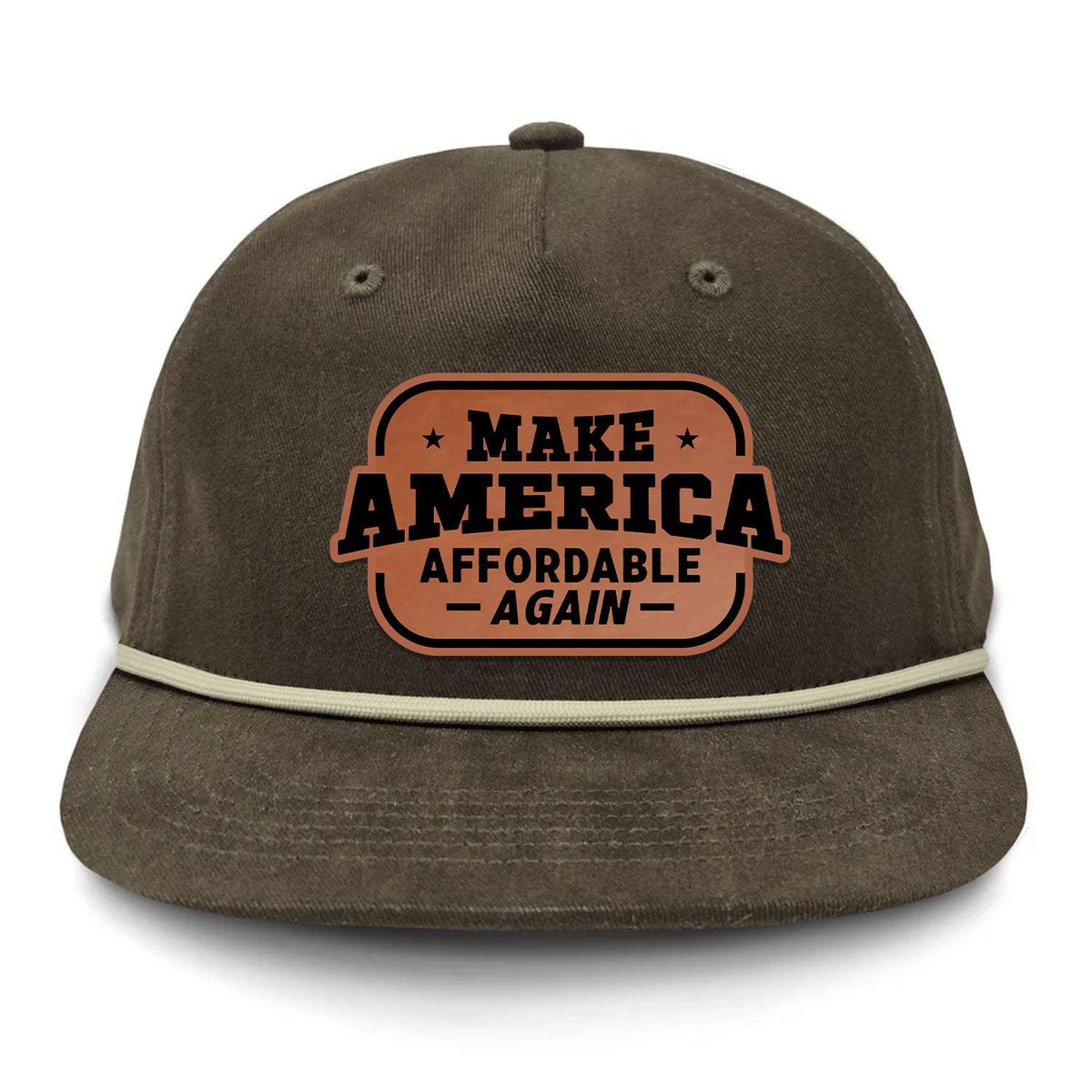 Make America Affordable Again Flat Bill Rope Leather Patch Hat