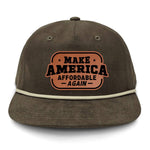 Make America Affordable Again Flat Bill Rope Leather Patch Hat