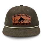 I'm NoCowboy Flat Bill Rope Leather Patch Hat