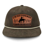 I'm NoCowboy Flat Bill Rope Leather Patch Hat