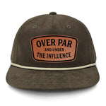 Over Par And Under The Influence Flat Bill Rope Leather Patch Hat