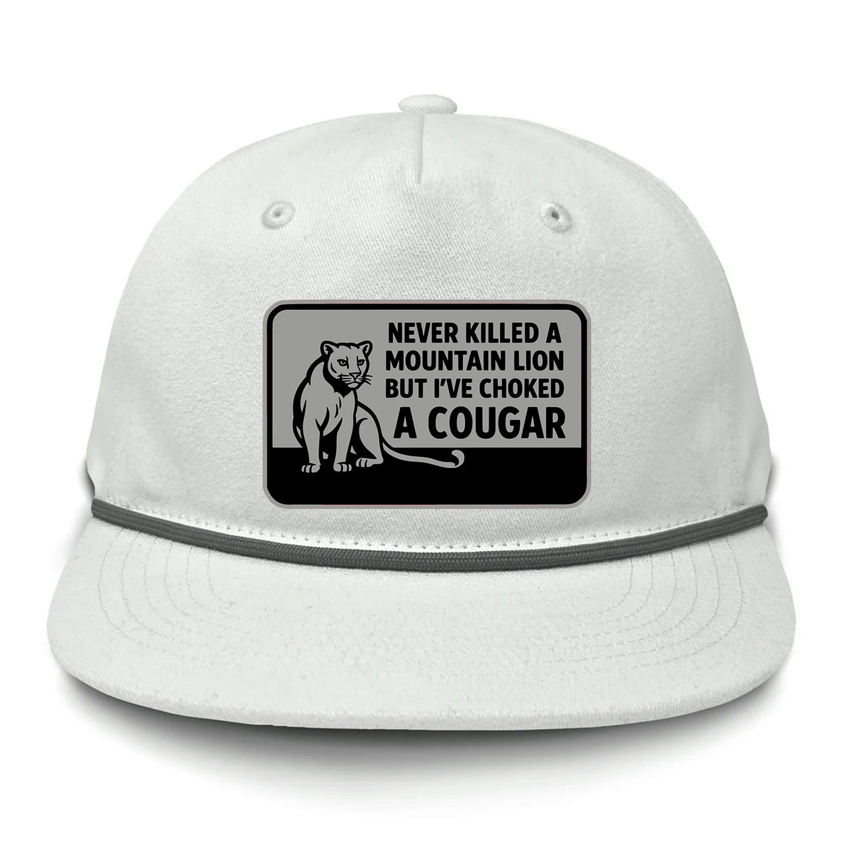 Choked A Cougar Flat Bill Rope Leather Patch Hat