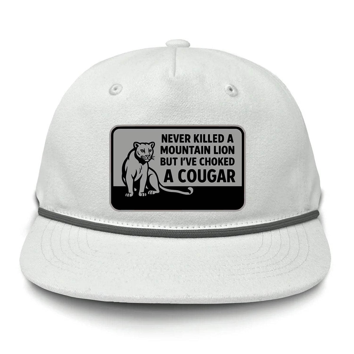 Choked A Cougar Flat Bill Rope Leather Patch Hat
