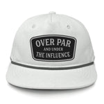 Over Par And Under The Influence Flat Bill Rope Leather Patch Hat