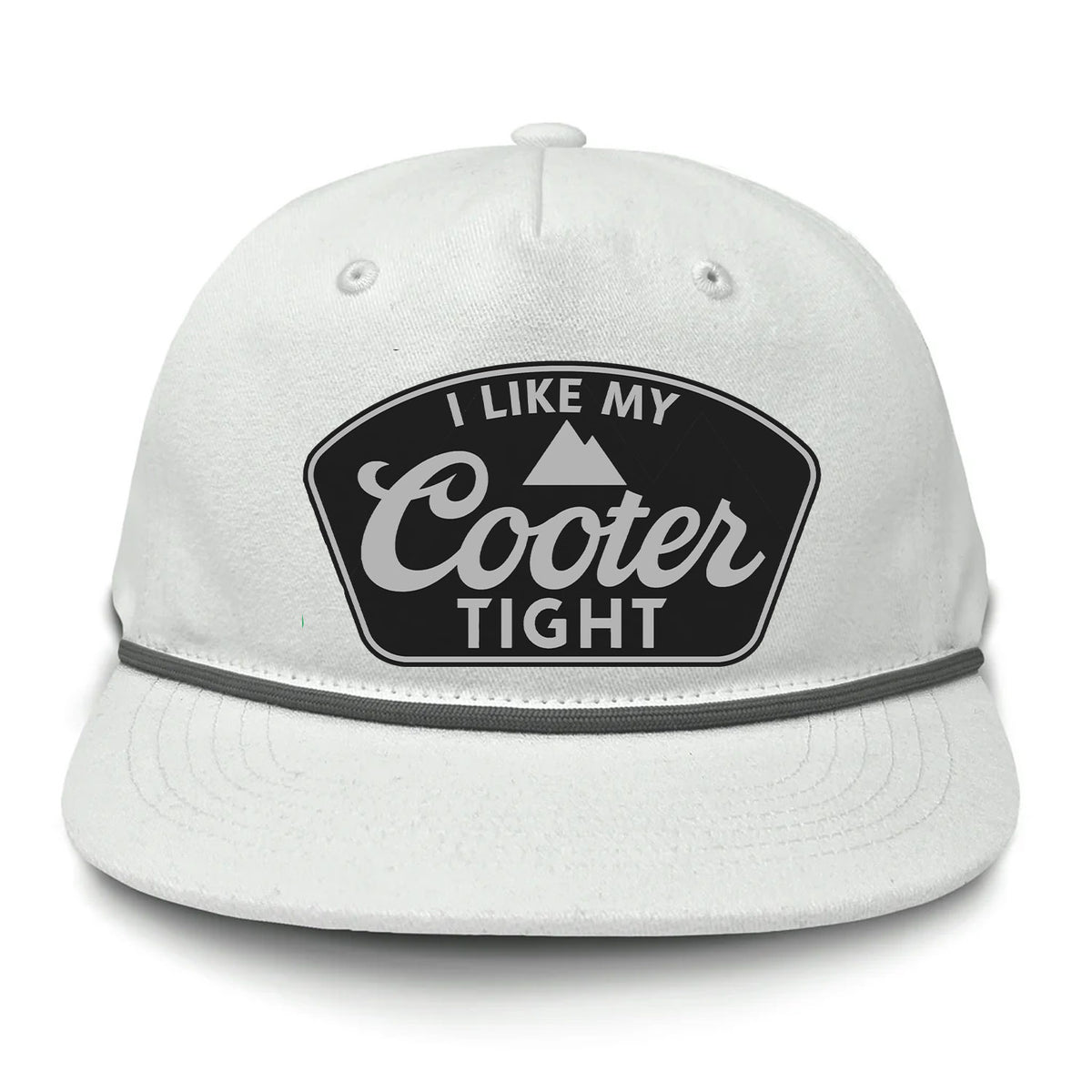 I Like My Cooter Tight Flat Bill Rope Leather Patch Hat
