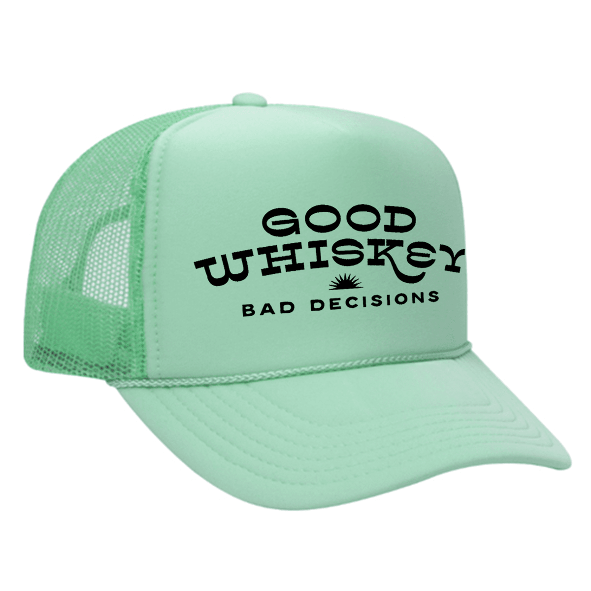 Good Whiskey Bad Decisions Foam Trucker Hat - Seafoam