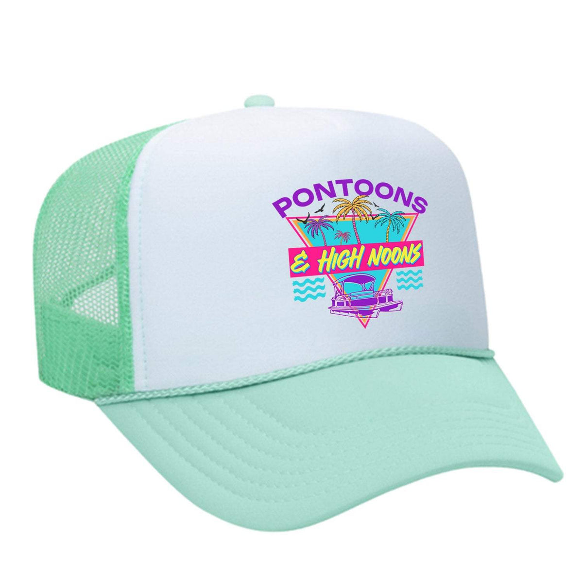 Pontoons and High Noons Foam Trucker Hat - Seafoam / White