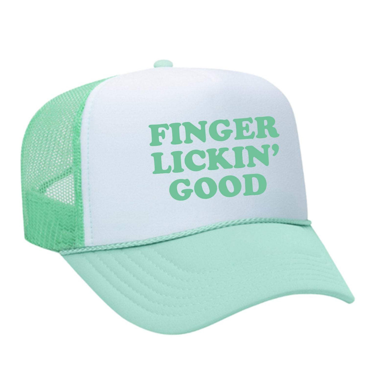 Finger Lickin' Good Foam Trucker Hat - Seafoam / White
