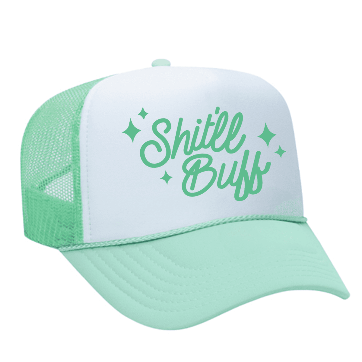 Shit'll Buff Foam Trucker Hat - Seafoam / White