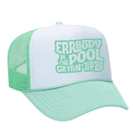 Errbody In The Pool Gettin' Tipsy Foam Trucker Hat - Seafoam / White
