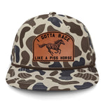 I Gotta Race Like A Piss Horse Flat Bill Rope Leather Patch Hat - Slough