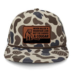 Choked A Cougar Flat Bill Rope Leather Patch Hat - Slough