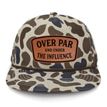 Over Par And Under The Influence Flat Bill Rope Leather Patch Hat