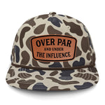 Over Par And Under The Influence Flat Bill Rope Leather Patch Hat - Slough