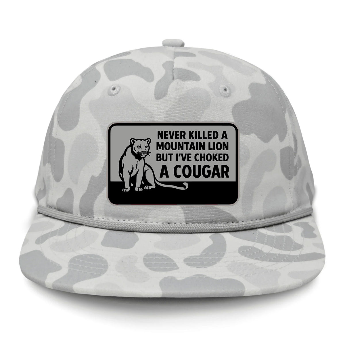 Choked A Cougar Flat Bill Rope Leather Patch Hat