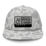 Choked A Cougar Flat Bill Rope Leather Patch Hat - Sneaux
