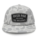 Over Par And Under The Influence Flat Bill Rope Leather Patch Hat - Sneaux