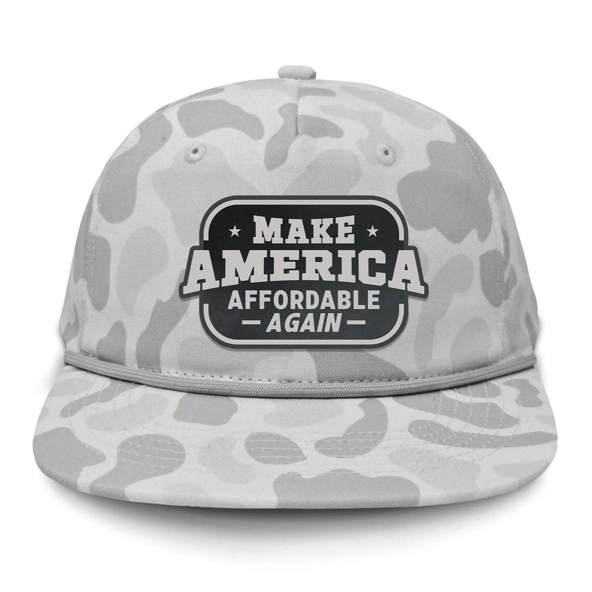 Make America Affordable Again Flat Bill Rope Leather Patch Hat - Sneaux