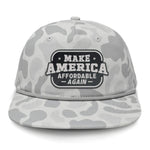 Make America Affordable Again Flat Bill Rope Leather Patch Hat - Sneaux