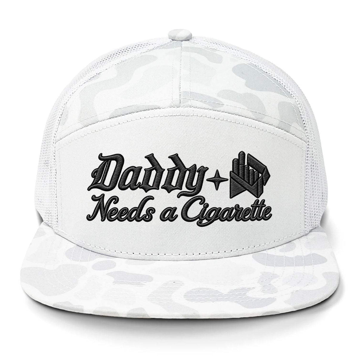 Daddy Needs A Cig Embroidered 7 Panel Hat - Sneaux