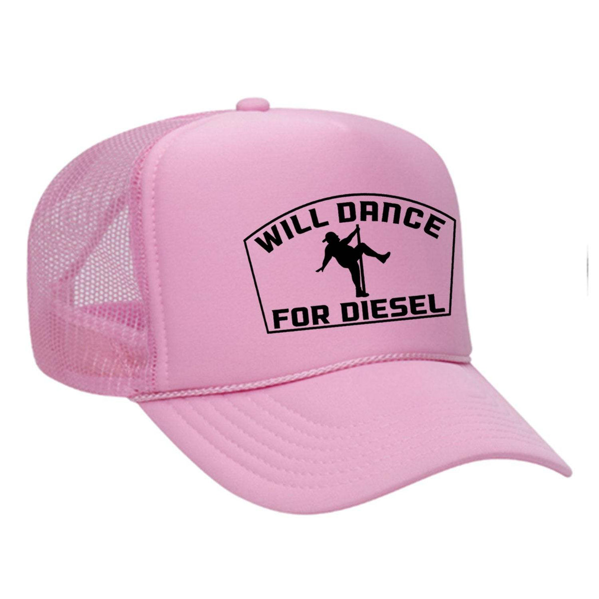 Will Dance For Diesel Foam Trucker Hat - Soft Pink