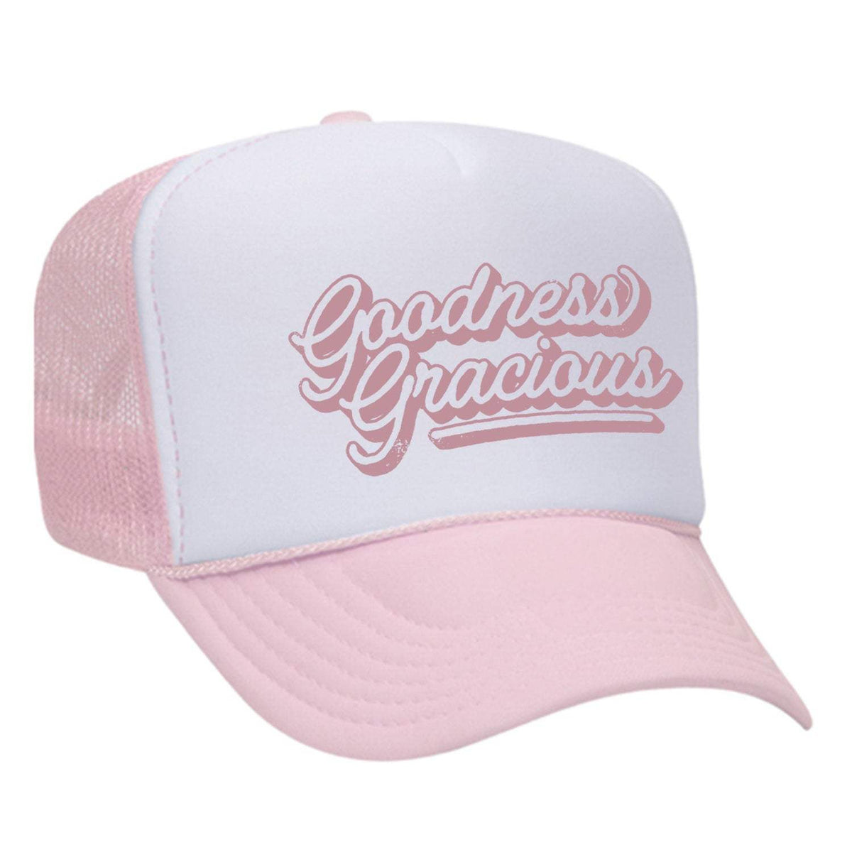 Goodness Gracious Foam Trucker Hat - Soft Pink / White
