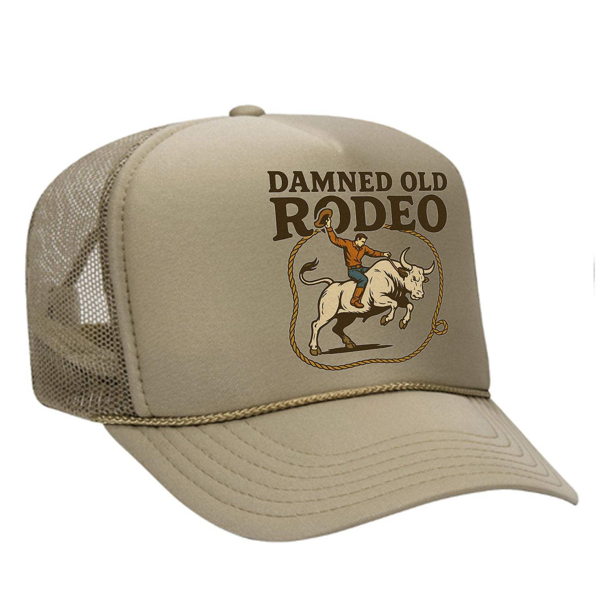 Damned Old Rodeo Foam Trucker Hat - Tan