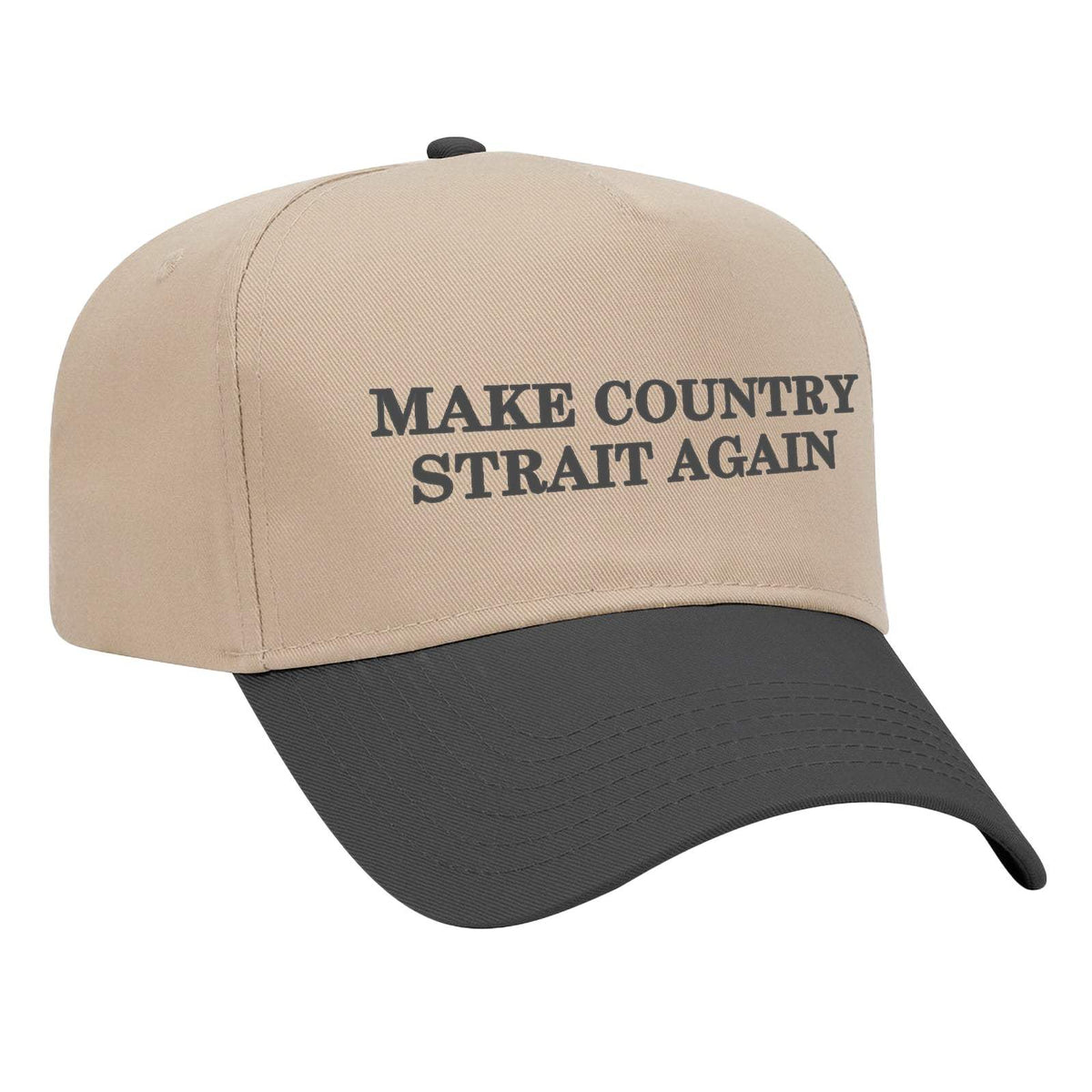 Make Country Strait Again Embroidered Mid-Profile Hat - Tan / Black
