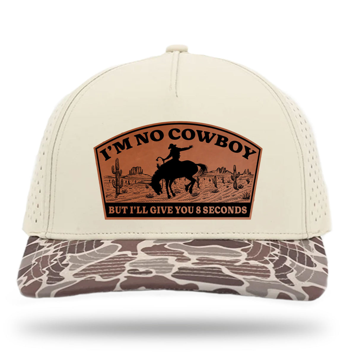 I'm No Cowboy Camo & Tan Patch Hat