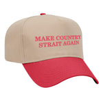 Make Country Strait Again Embroidered Mid-Profile Hat - Tan / Red