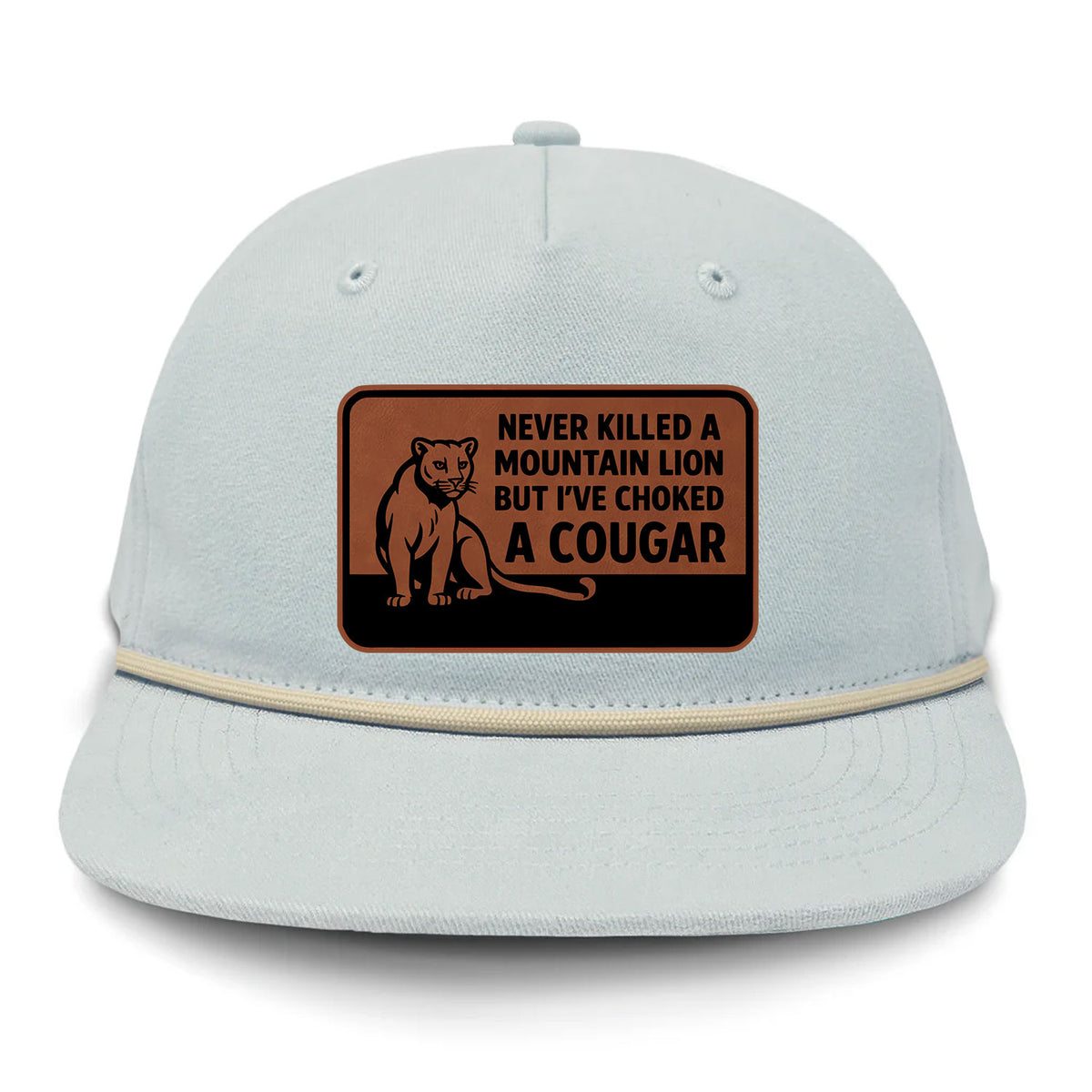 Choked A Cougar Flat Bill Rope Leather Patch Hat