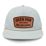 Over Par And Under The Influence Flat Bill Rope Leather Patch Hat