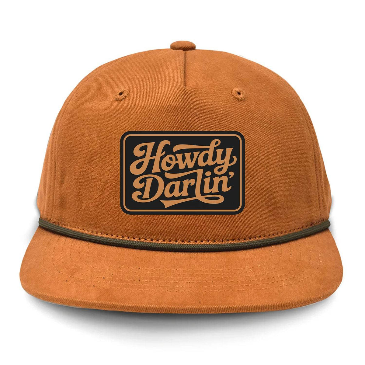 Howdy Darlin' Flat Bill Rope Leather Patch Hat - Terra
