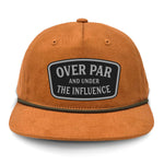 Over Par And Under The Influence Flat Bill Rope Leather Patch Hat