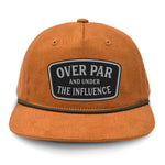 Over Par And Under The Influence Flat Bill Rope Leather Patch Hat - Terra
