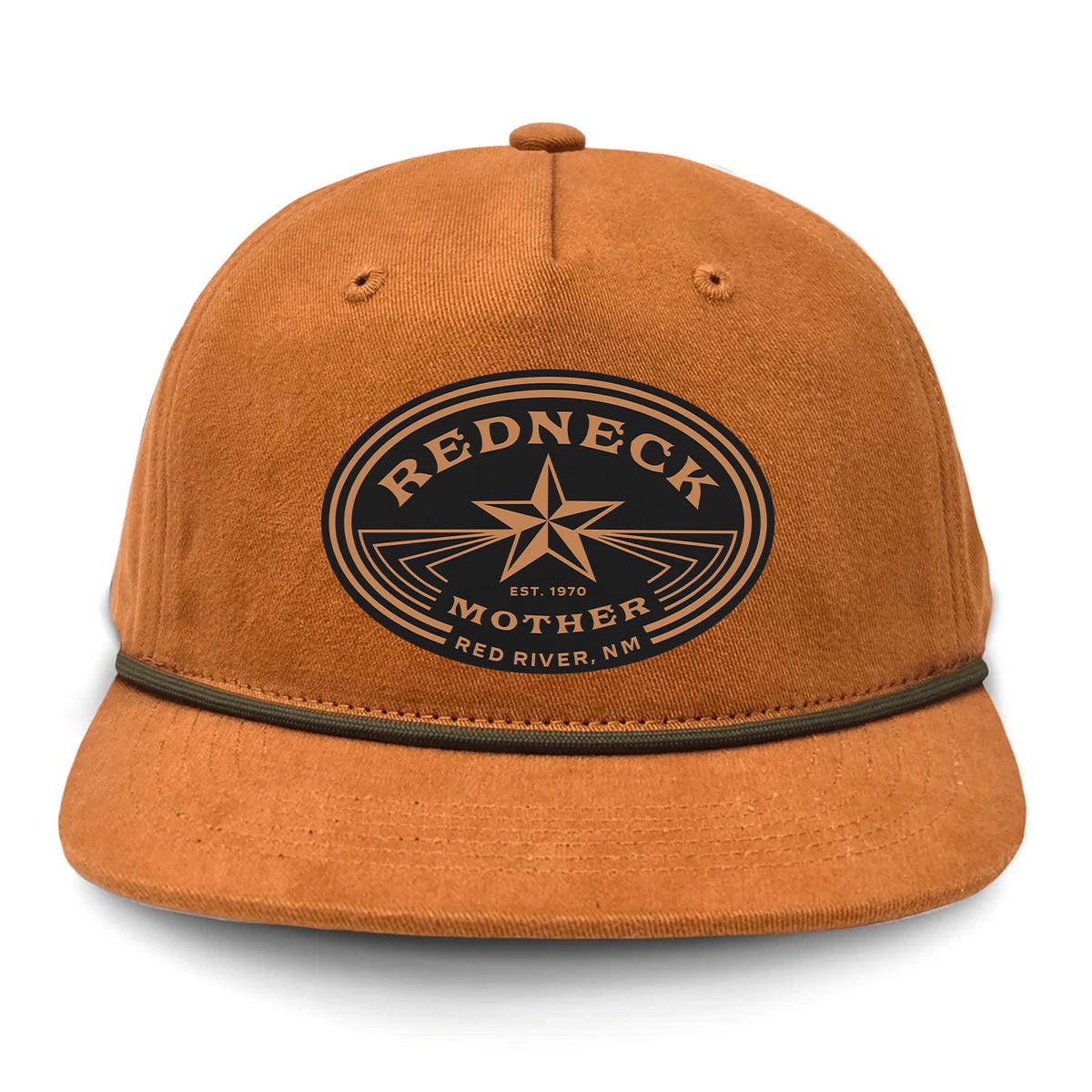 Redneck Mother Flat Bill Rope Leather Patch Hat