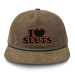 I Love Sluts Flat Bill Rope - Tobacco