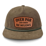Over Par And Under The Influence Flat Bill Rope Leather Patch Hat