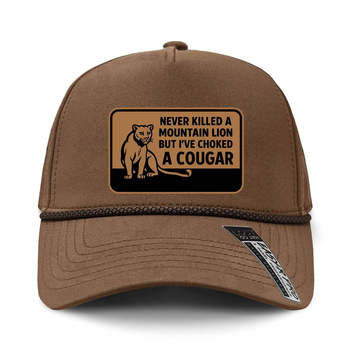 Choked A Cougar Performance Leather Patch Hat - Tobacco