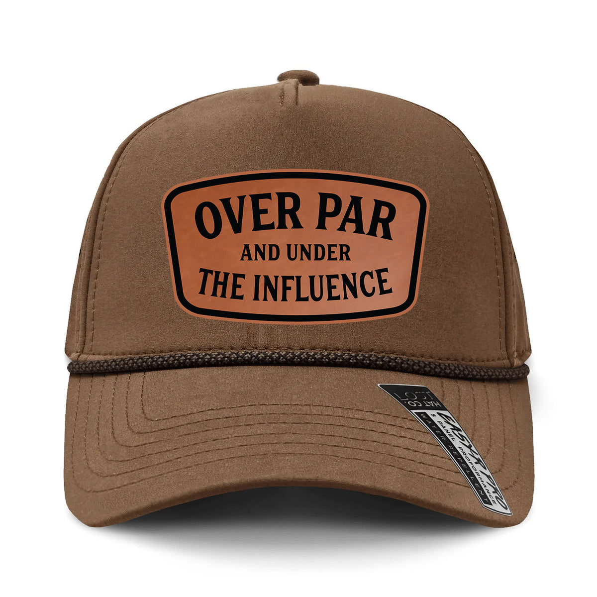 Over Par And Under The Influence Performance Leather Patch Hat