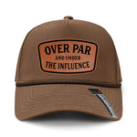 Over Par And Under The Influence Performance Leather Patch Hat - Tobacco