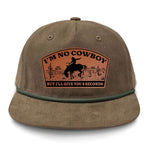 I'm NoCowboy Flat Bill Rope Leather Patch Hat - Tobacco