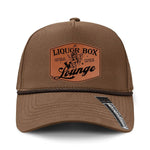 The Liquor Box Lounge Performance Leather Patch Hat - Tobacco