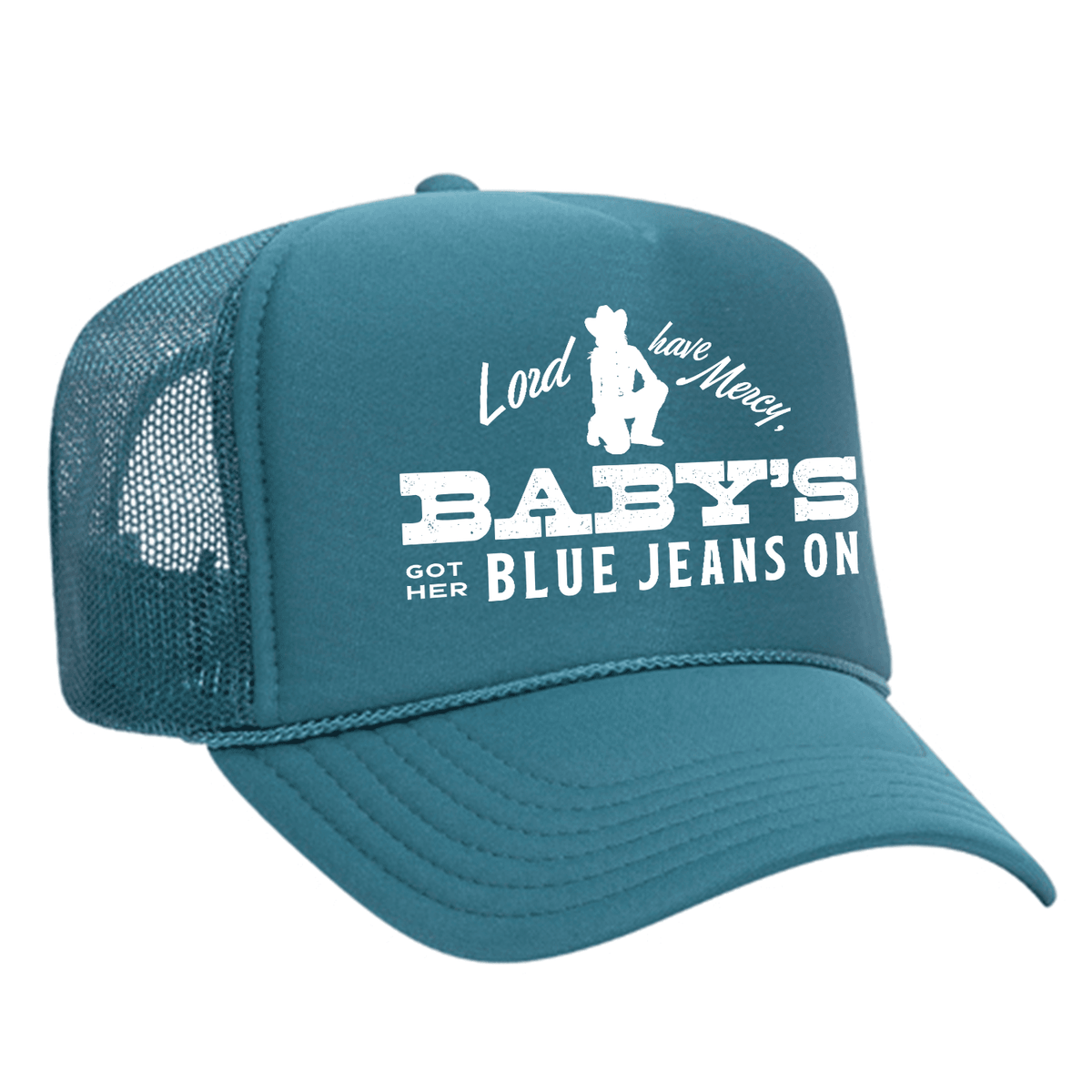 Baby's Got Her Blue Jeans On Foam Trucker Hat - Turquoise