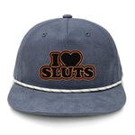 I Love Sluts Flat Bill Rope - Vintage / Navy