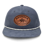 Redneck Mother Flat Bill Rope Leather Patch Hat - Vintage / Navy