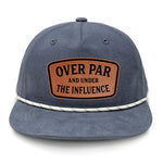 Over Par And Under The Influence Flat Bill Rope Leather Patch Hat