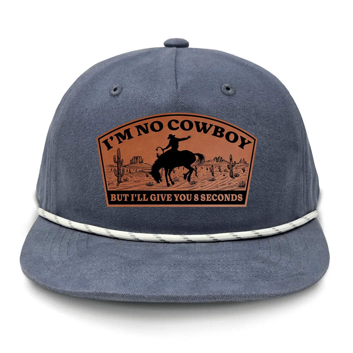 I'm NoCowboy Flat Bill Rope Leather Patch Hat - Vintage / Navy