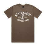 Never Shoot With Your Drinkin' Hand Premium Tee - Walnut